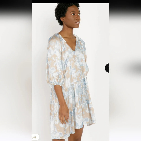 SOFIA MADE in ITALY Silk tunic dress. Celeste tie dye. Blue/ivory One size - Picture 4 of 10